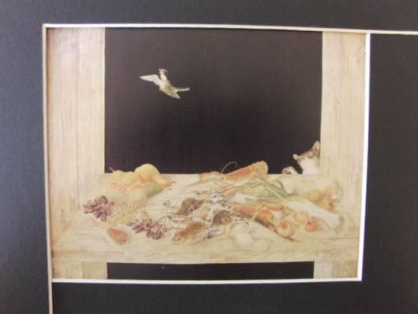 レオナール・フジタ、猫のいる静物、希少画集画、新品額装付
