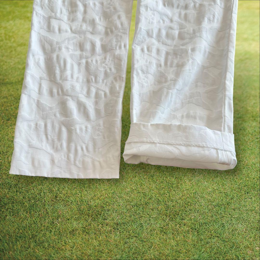 マークアンドロナ　パンツ　M〜L相当　白　ホワイト　総柄　スカル　迷彩　コットン