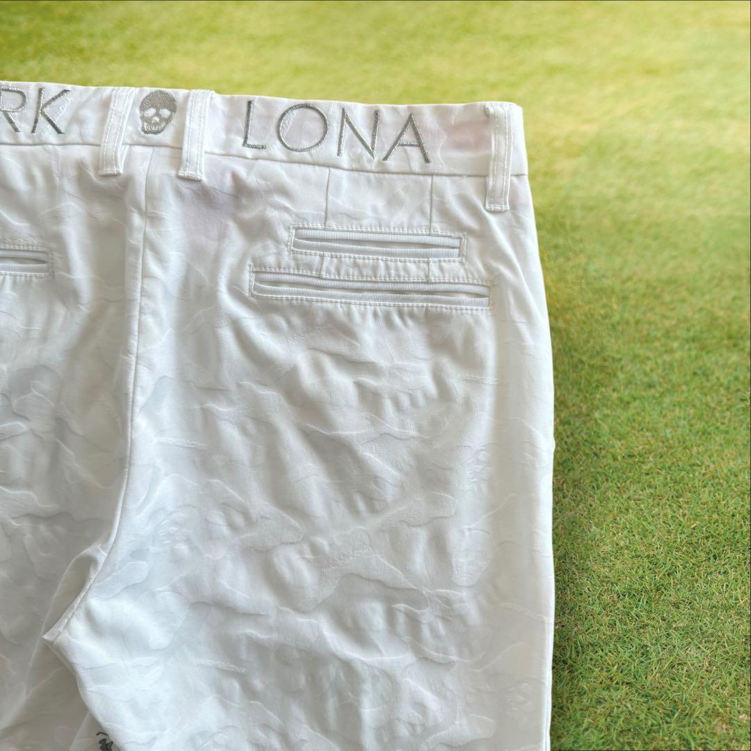 マークアンドロナ　パンツ　M〜L相当　白　ホワイト　総柄　スカル　迷彩　コットン