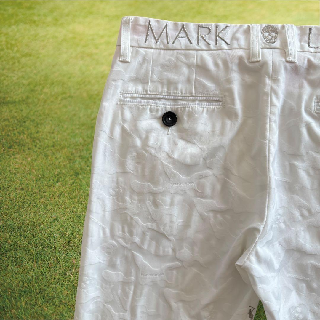 マークアンドロナ　パンツ　M〜L相当　白　ホワイト　総柄　スカル　迷彩　コットン