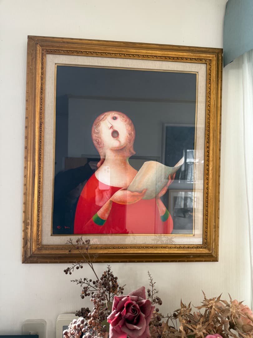 真作　前田舜敏 唄う 10F 黄袋、タトウ付き