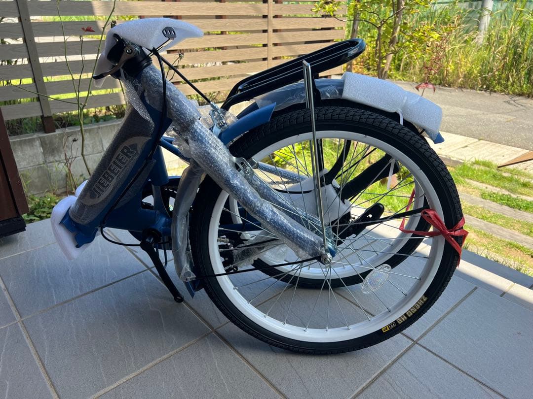 新品✨折りたたみ自転車 20インチ 7段変速 ブルー カゴ ワイヤー錠付き