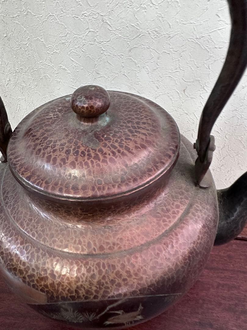 山川堂製　銅製　やかん　職人手作り　アンティーク銅本体は槌目して作られ　茶道