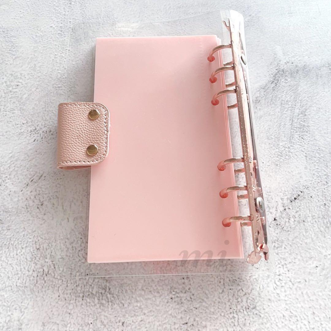 A6バインダー 手帳 saving バインダー貯金 クリア リフィル 家計ピンク