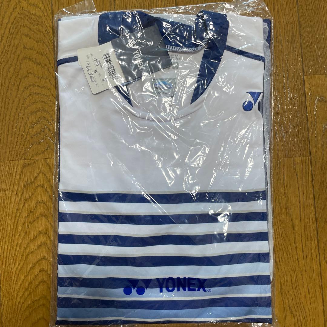 【新品未使用】YONEX バドミントンシャツ Mサイズ ホワイト/ブルー