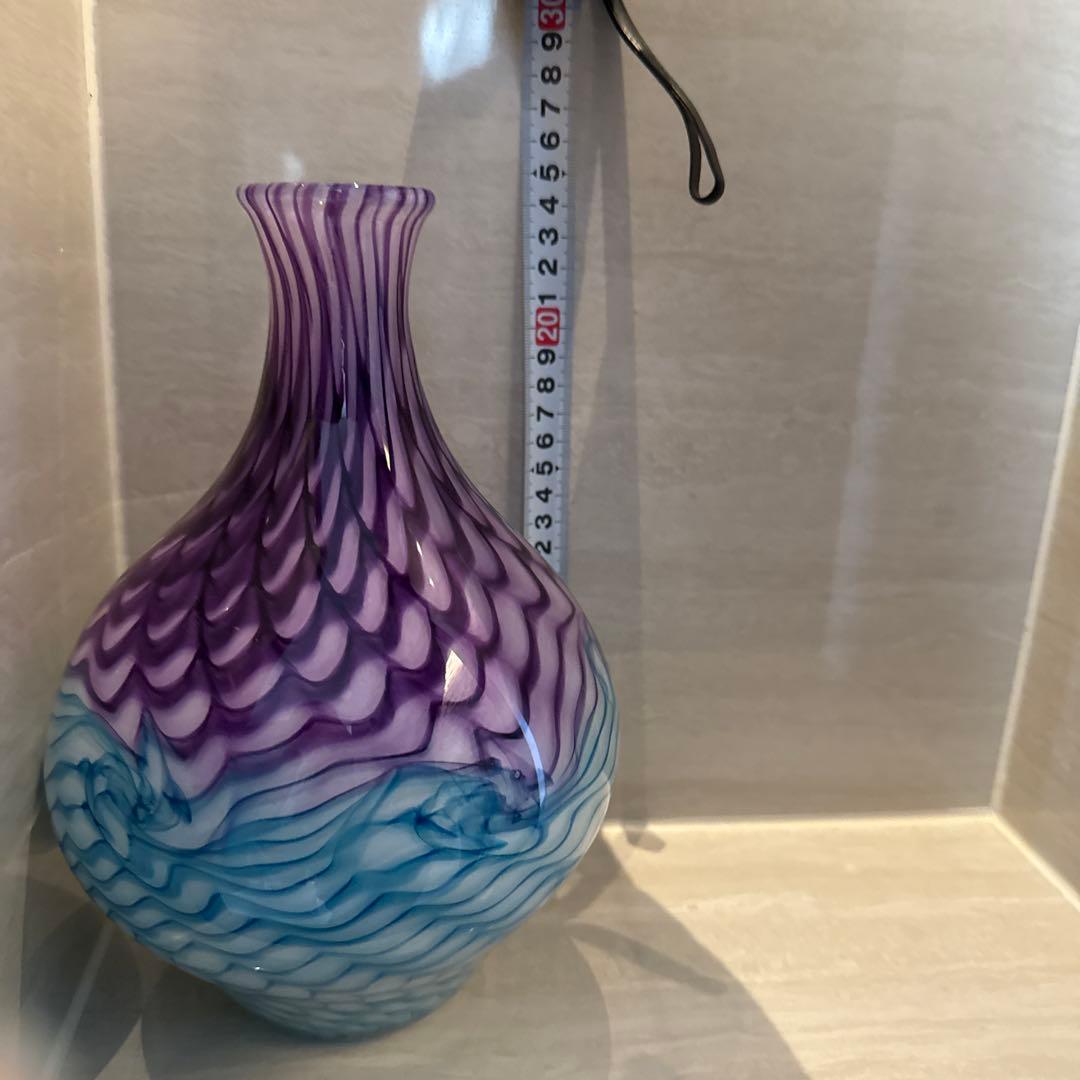 北一硝子 波模様 ガラス花瓶 アウトレット