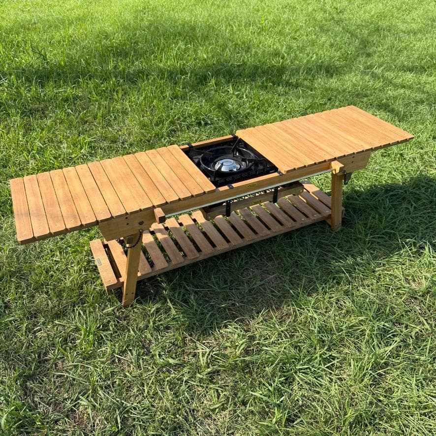 IGT対応 ウッドテーブル ラスティックパイン 真鍮 折たたみ キャンプテーブル