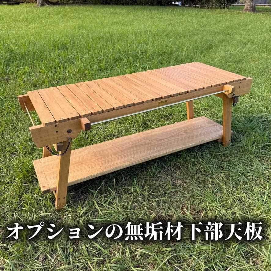 IGT対応 ウッドテーブル ラスティックパイン 真鍮 折たたみ キャンプテーブル