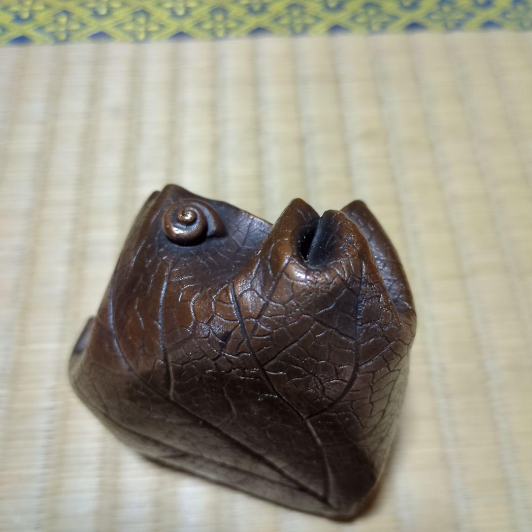 高岡銅器、蓮型筆洗い月真銘