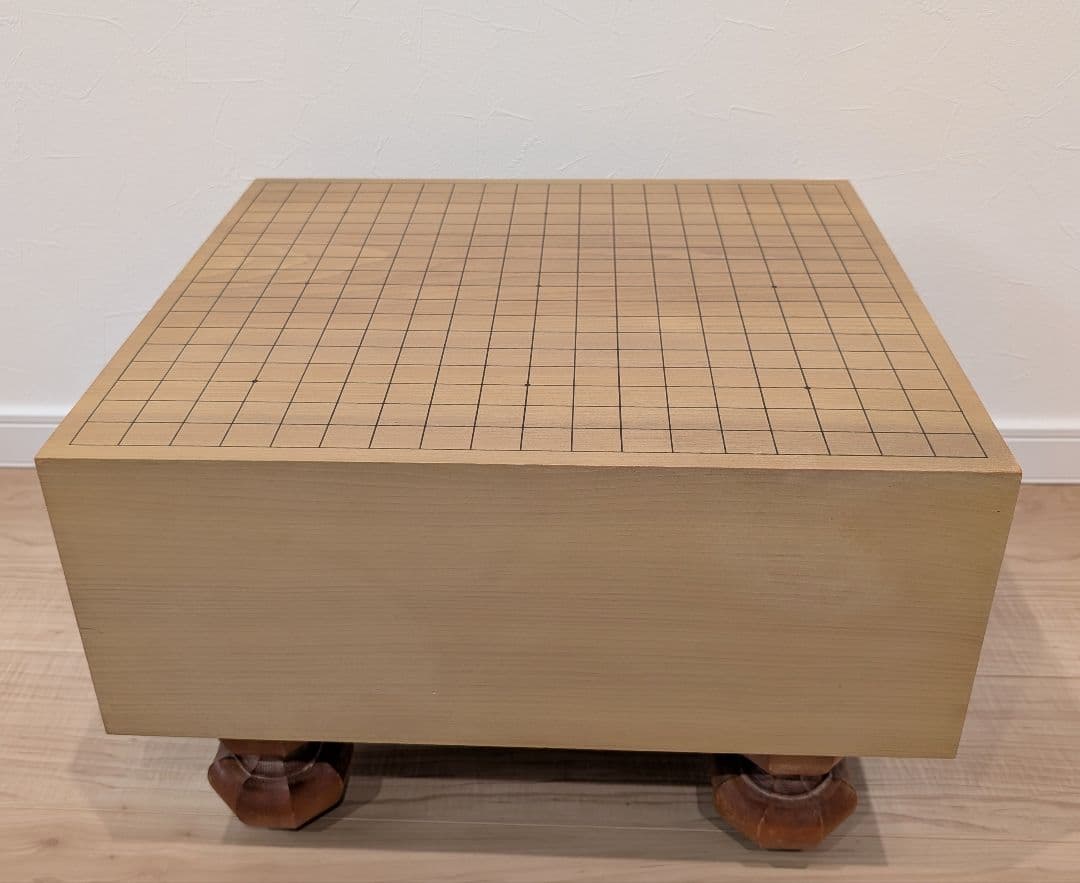 【良品】本格碁盤 5寸8分 脚付 板目 へそ付き 高級 足つき 囲碁盤