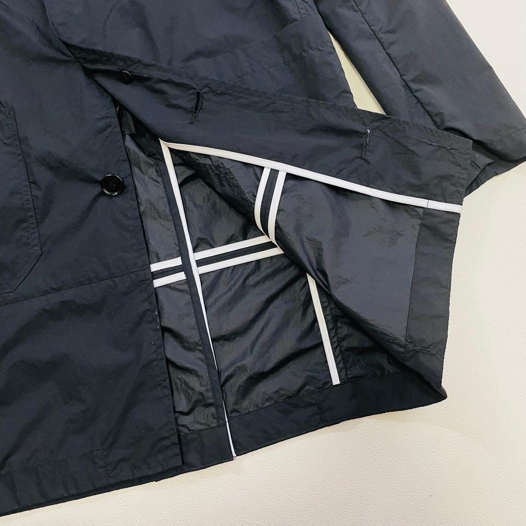 6374【美品】TFW49 ステンカラーコート　撥水　ナイロン　ブラック