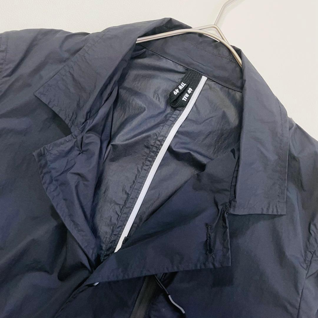 6374【美品】TFW49 ステンカラーコート　撥水　ナイロン　ブラック