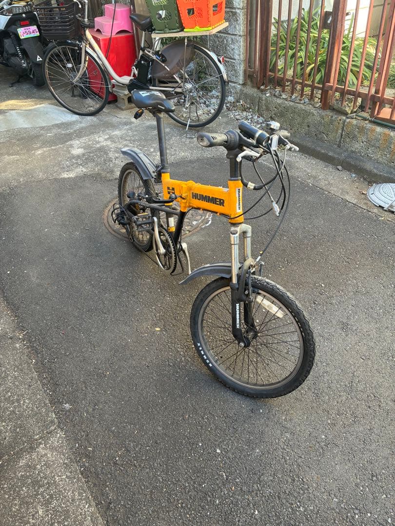 HUMMER 折りたたみ自転車 オレンジ 7段変速　引取り限定