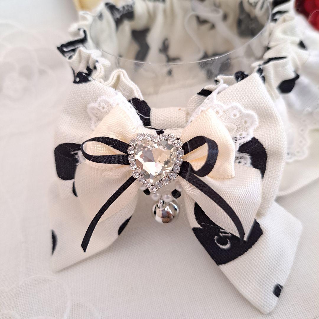 幅広シュシュバレンタインハート柄(ホワイト)わんちゃん猫ちゃん用