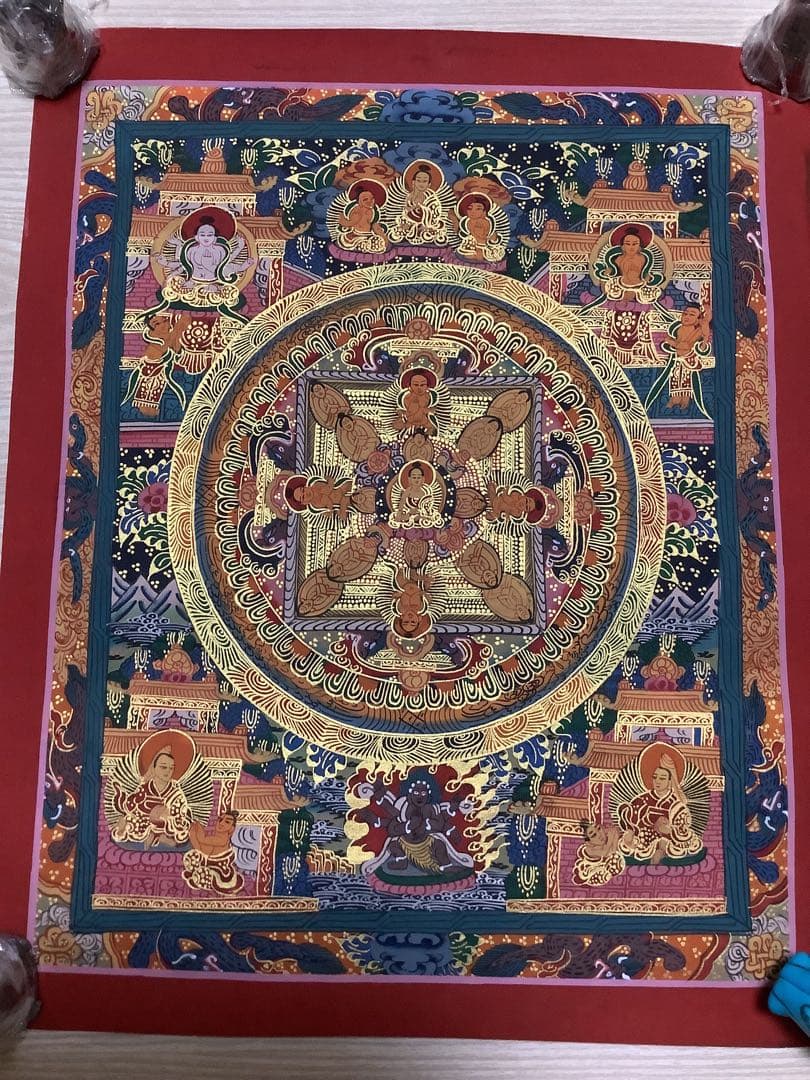 《 チベット密教　新品　1点物 》 手描き　曼荼羅　仏陀　釈迦　仏画　仏教　e6