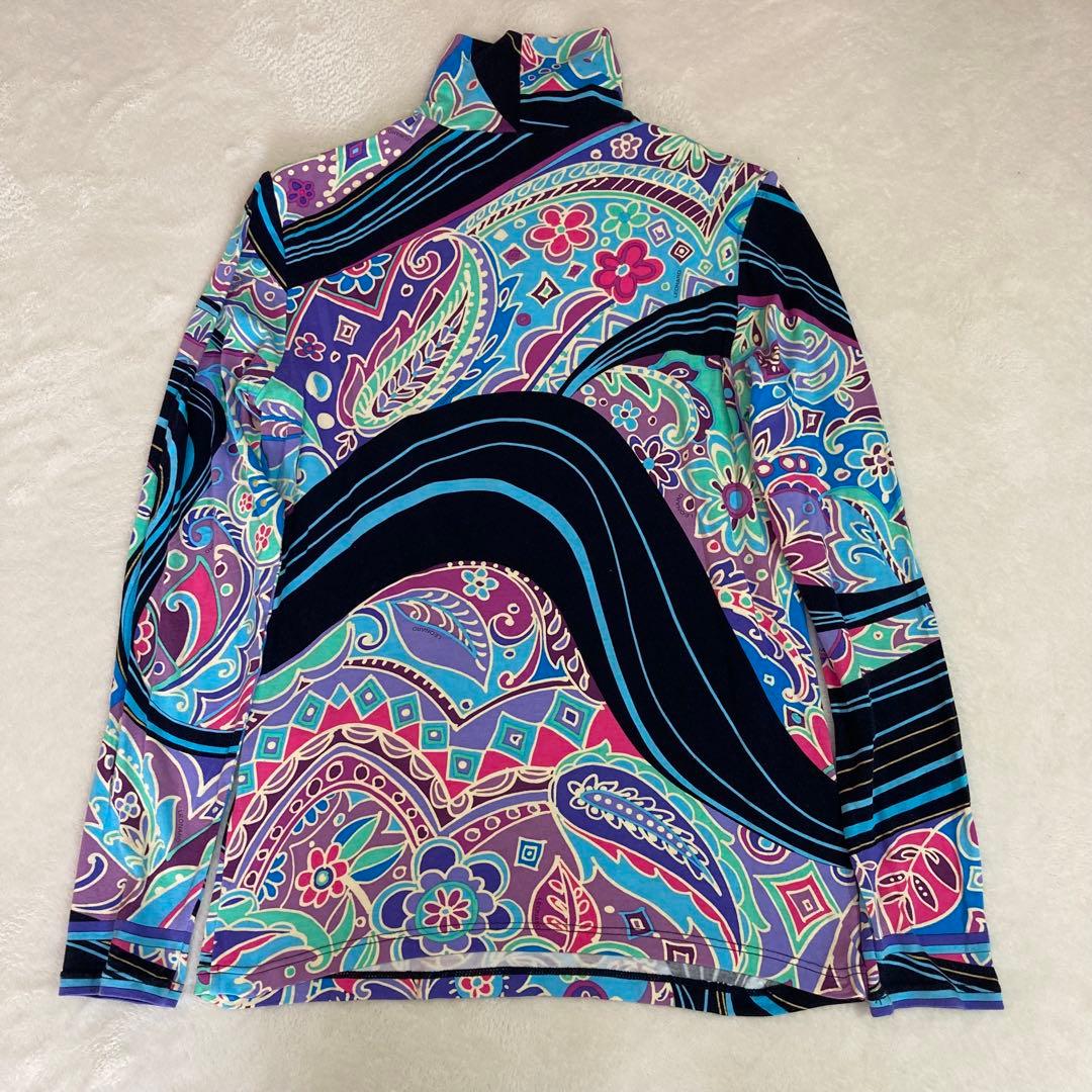 レオナール　ペイズリー　L ハイネック　カットソー　ゴルフ　マルチカラー　伸縮性