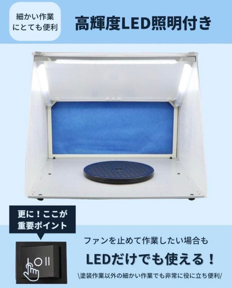 塗装 スプレー ブース LED 点灯 2モード 切替 排気ダクト プラモデル
