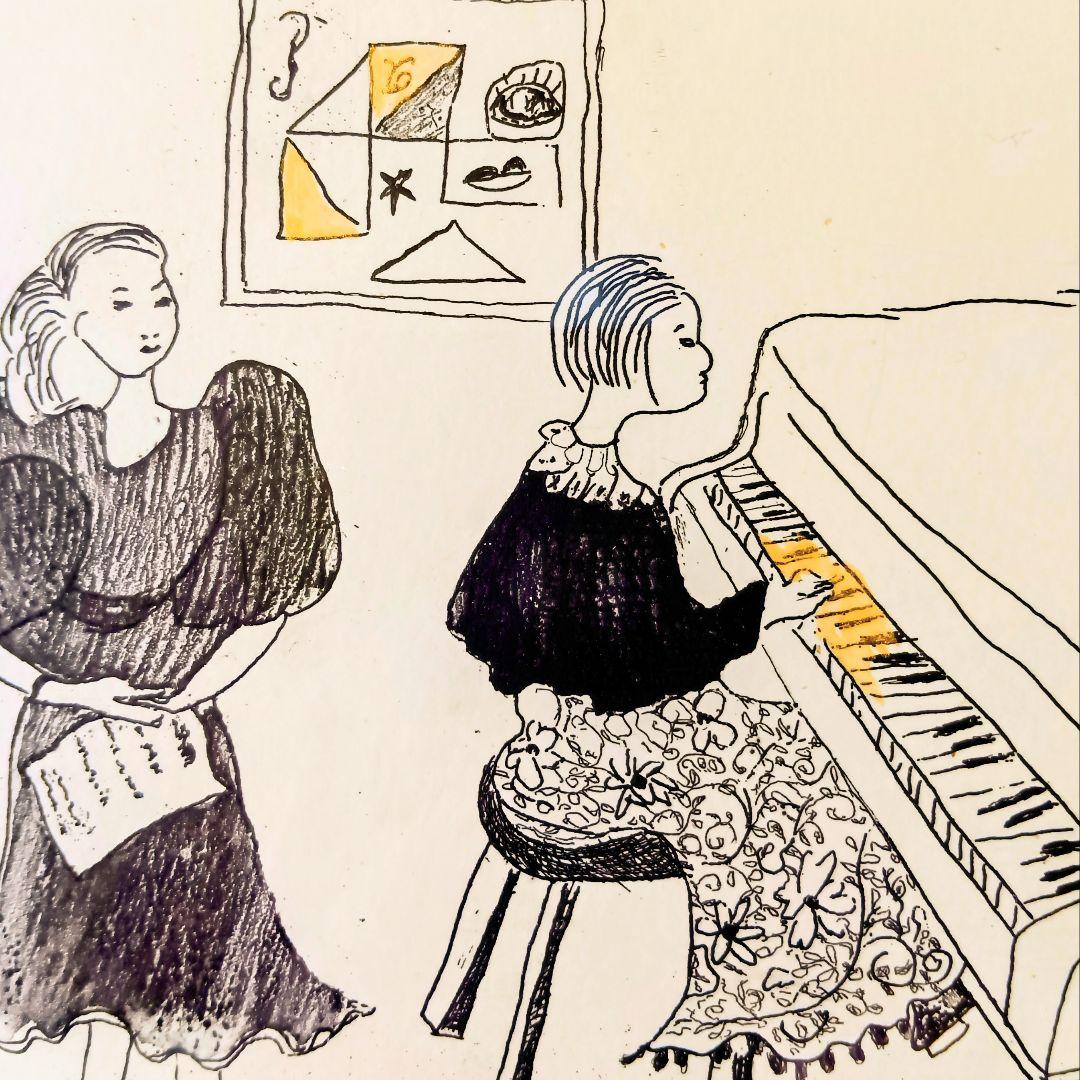 美品フジコ・ヘミング銅版画「ドイツの学生コンサート」 エディション95/120