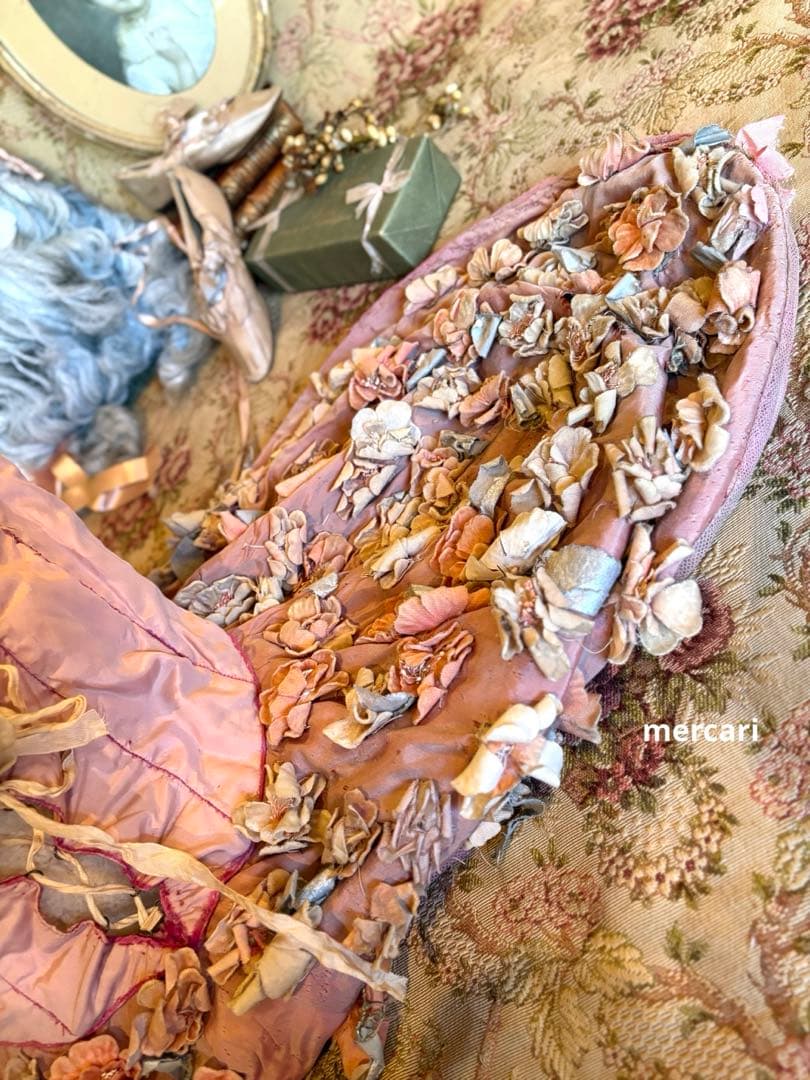 ★SALE★フランス アンティーク　稀少　布花　パニエ　クリノリン