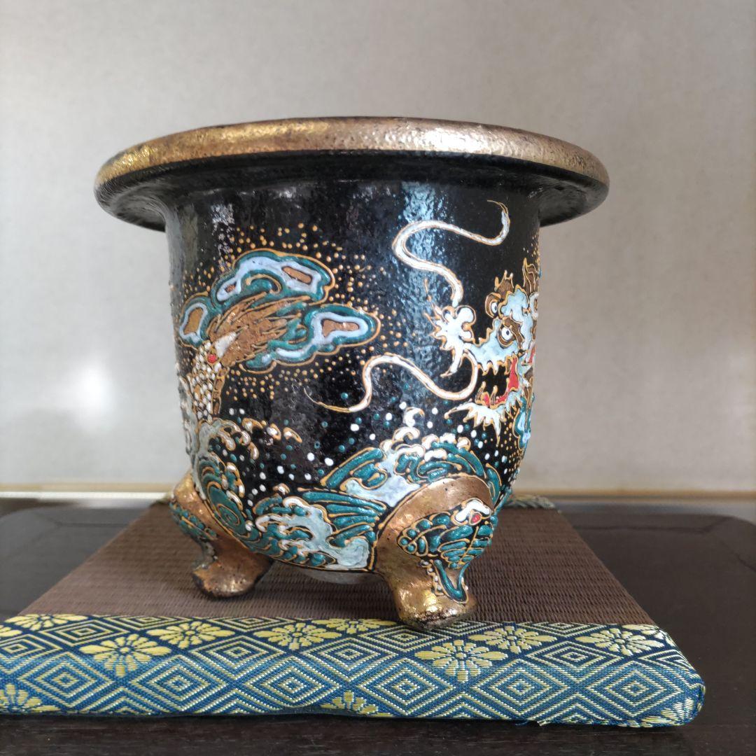 万年青鉢、 金彩龍図 、蘭鉢 、盆栽鉢 植木鉢、 東洋ラン 鉢、時代物、未使用鉢