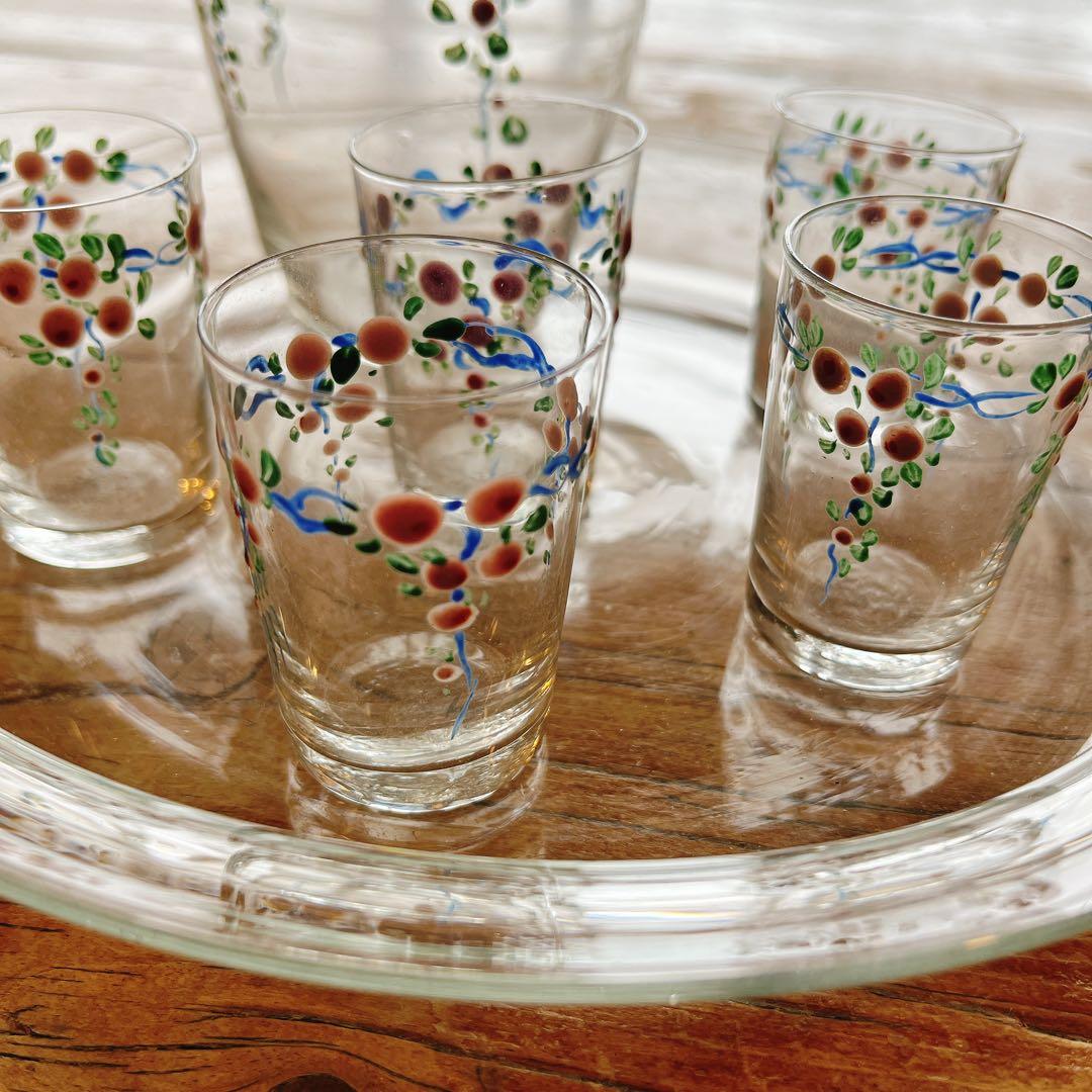 エナメル手描きの花柄が可愛いリキュールグラスSET