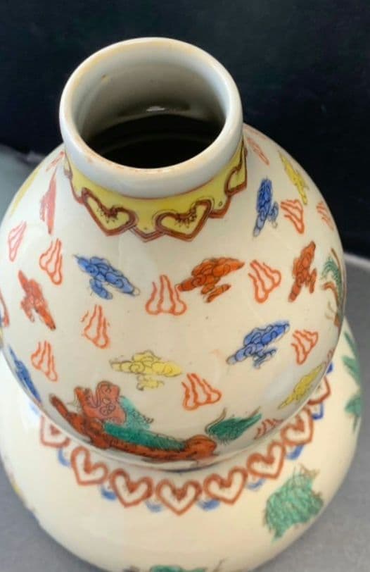 ひょうたん 陶器製 大清康熙年製 中国 唐物 壺 花瓶 骨董 アンティーク