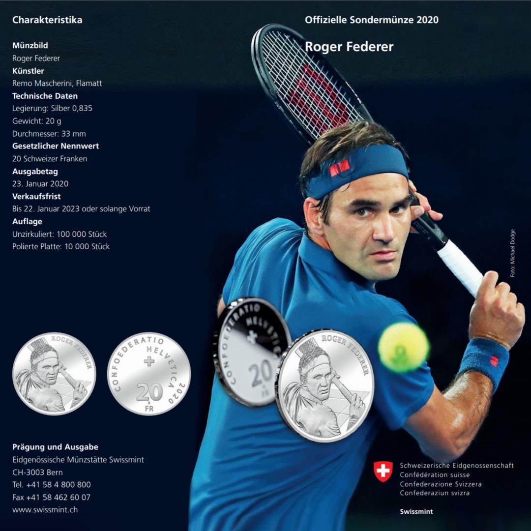ロジャー・フェデラー 記念  銀貨／Roger Federer coin