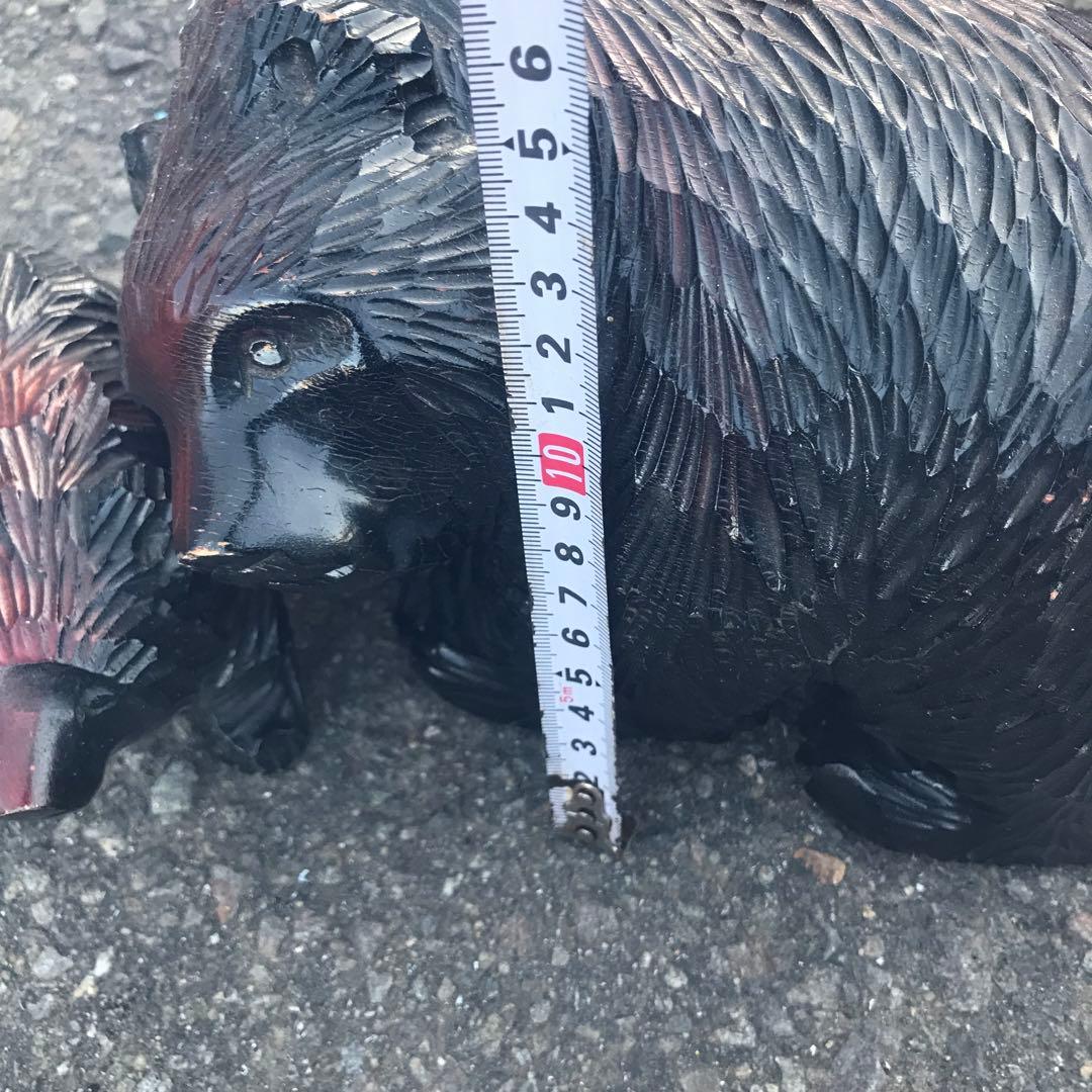 木製 クマの親子 置物 約15cmと8cm