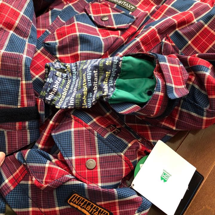 未使用　インハビタント　プロモデル　スノーボードウェア　チェック　ジャケット　赤