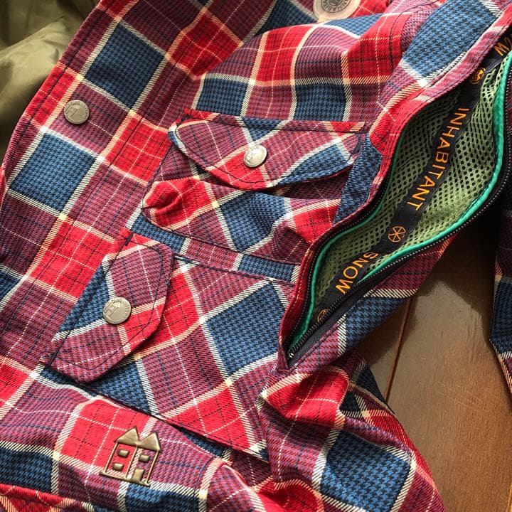 未使用　インハビタント　プロモデル　スノーボードウェア　チェック　ジャケット　赤