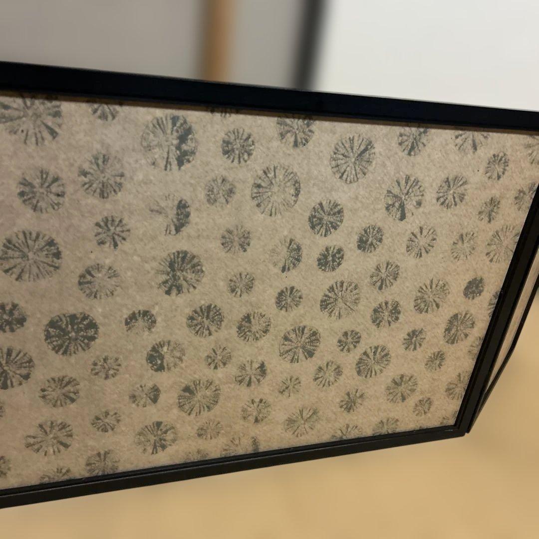 茶道具　　百人一首　風炉先屏風　金地　折りたたみ　花　三曲　15号　黒縁