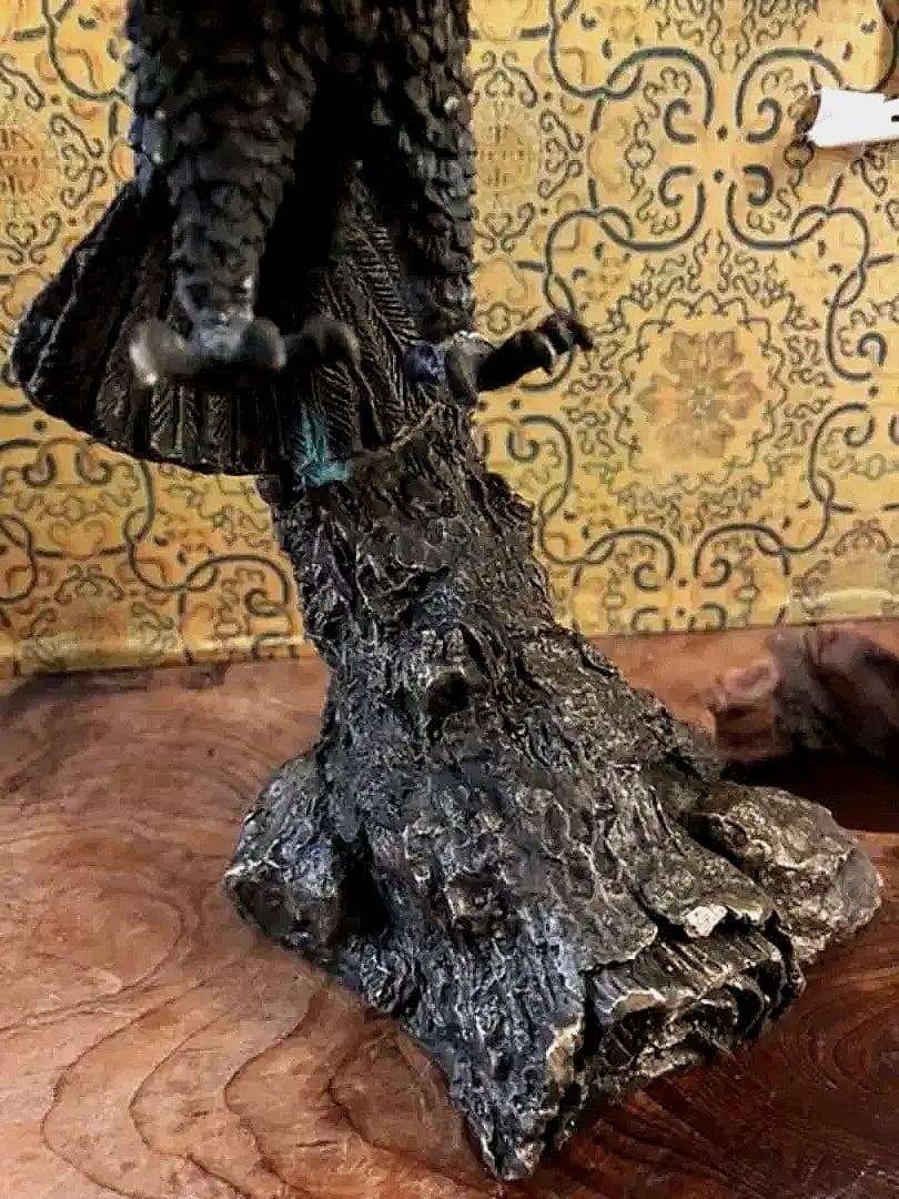 中国美術 小型 時代 鋳型 細密 鷲 箱付き 横幅約 30㎝ 特価