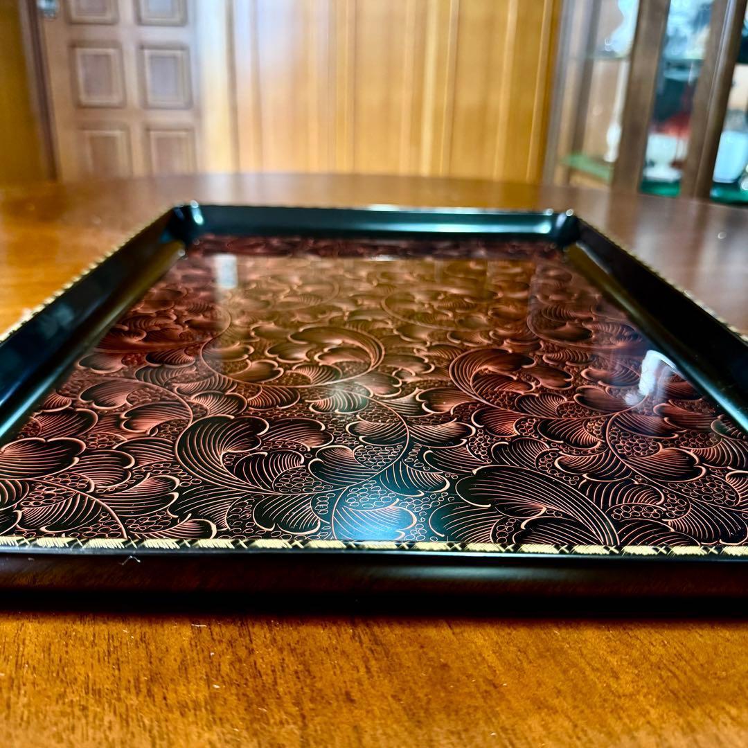 新品 輪島塗 漆 お盆 トレー うるし 伝統工芸 黒 配膳 伝統工芸 漆器