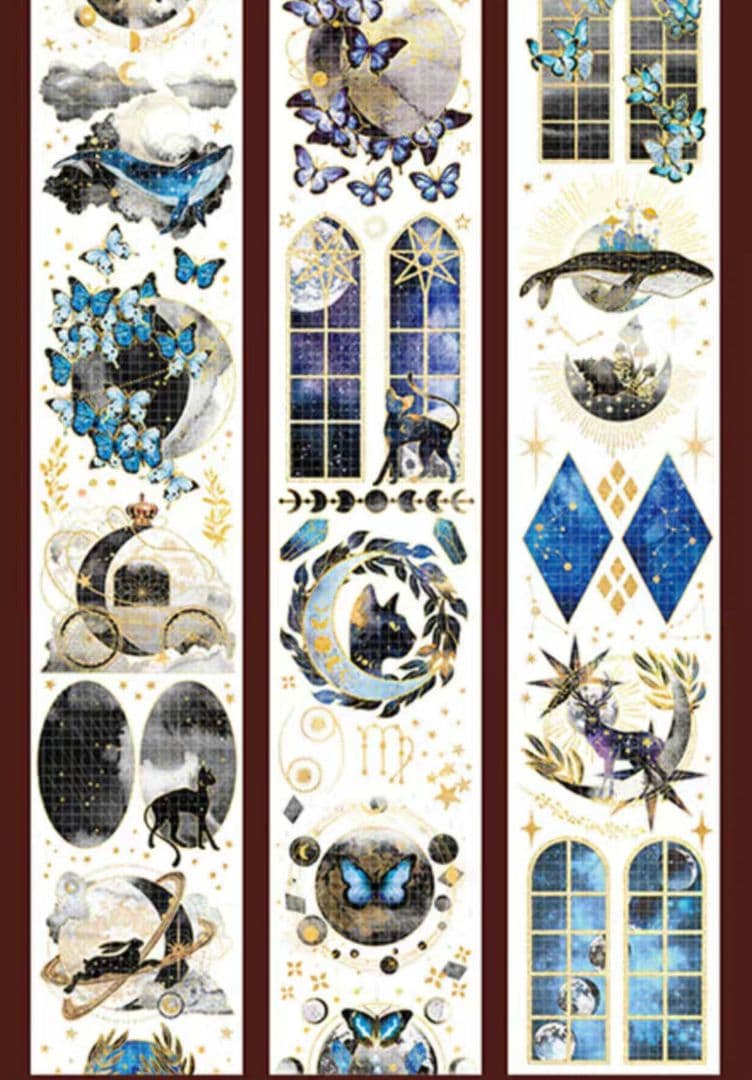 切売 203★ 海外 マスキングテープ マステ PET 動物 猫 鯨 金銀ホロ