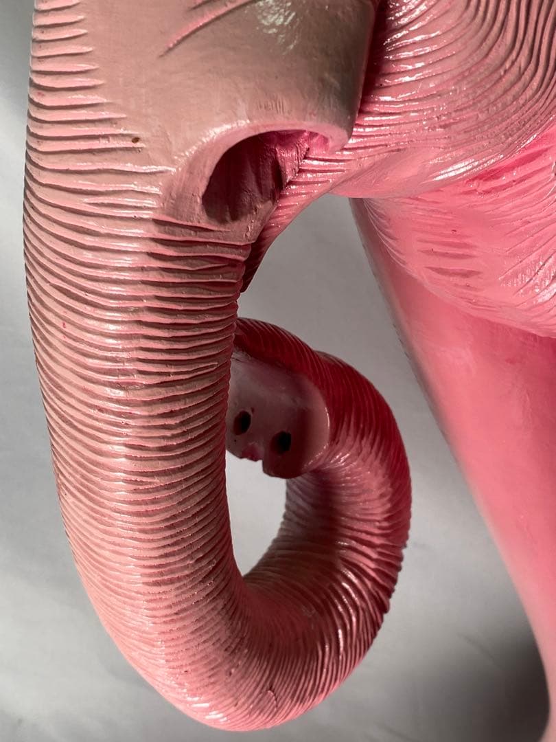 2479❣️ 木彫り　ピンク　象　幸運のシンボル　店舗　オブジェ