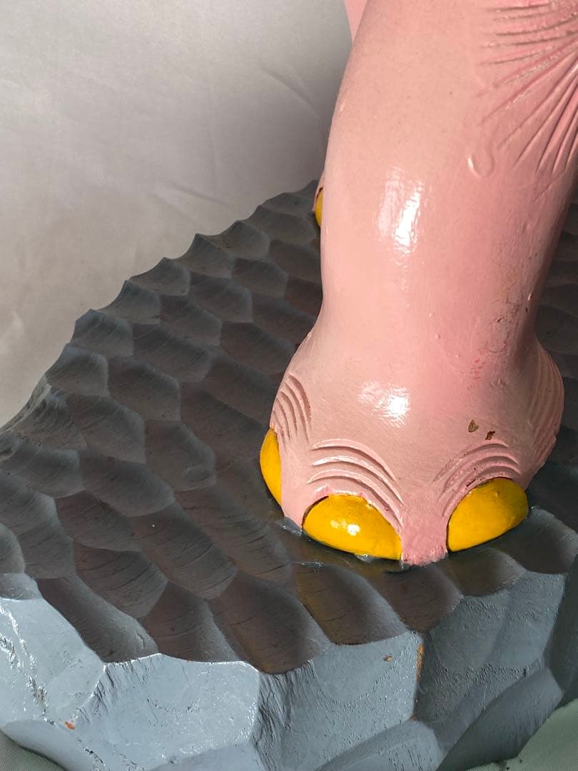 2479❣️ 木彫り　ピンク　象　幸運のシンボル　店舗　オブジェ