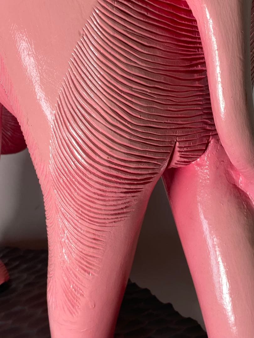 2479❣️ 木彫り　ピンク　象　幸運のシンボル　店舗　オブジェ