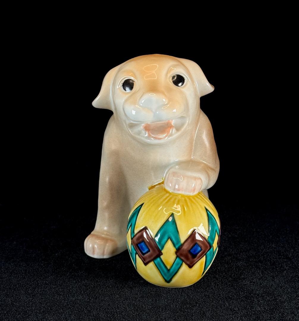 希少！　九谷焼　幸洋造　犬置物　玉犬　高さ15cm