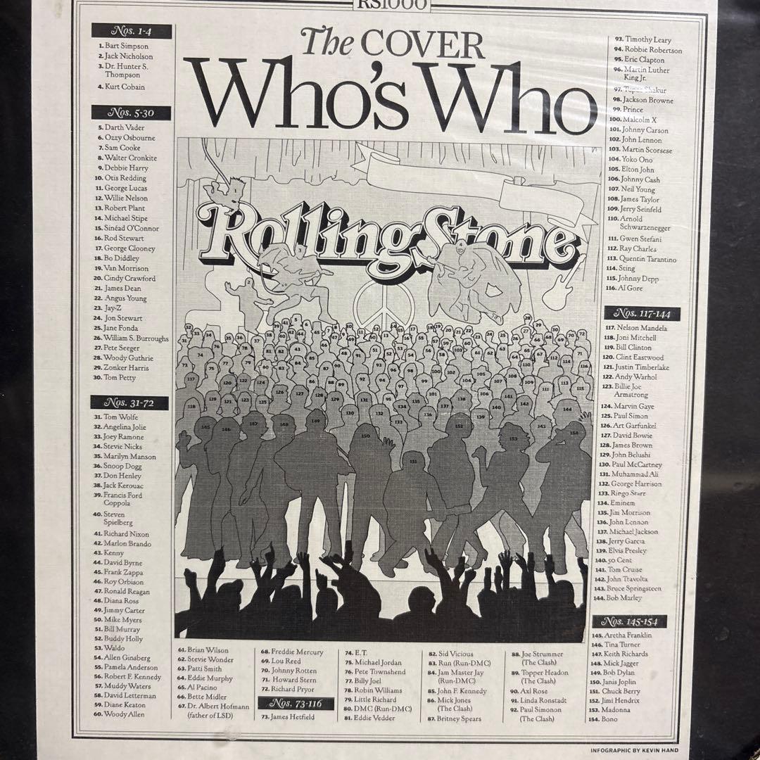 激レア　「ローリング・ストーン」の1000号記念号の表紙(ホログラム) 額装