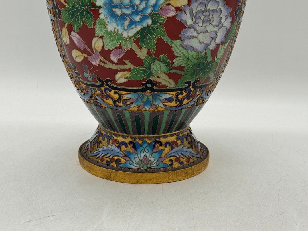 中国　七宝焼　花鳥紋瓶　送料込み260113