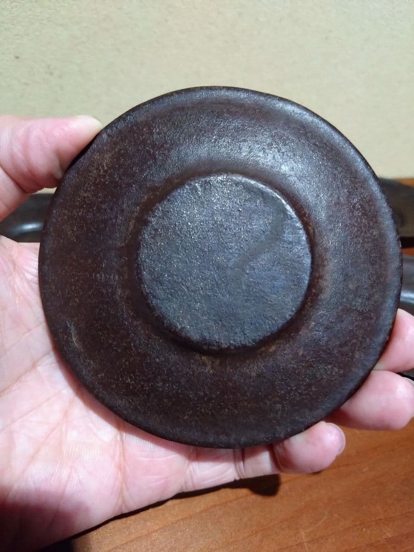 鉄の煎茶道具 鉄製 三つ葉葵 繋ぎ紋 茶托 五客 鉄器 茶道具