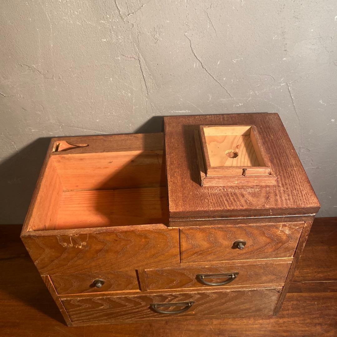 大正 昭和初期 時代物 裁縫箱 銭函 小引き出し アンティーク家具 骨董品