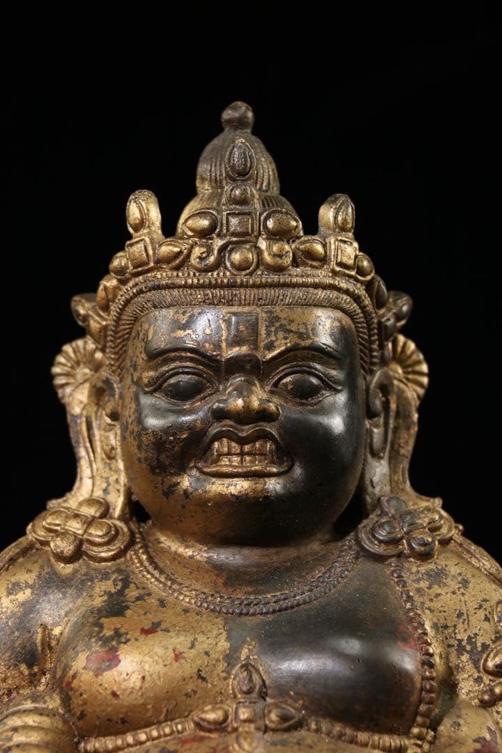 旧蔵珍蔵　西藏チベット仏像　黃財神 純銅製　アンティーク　置物　時代物　本物保証
