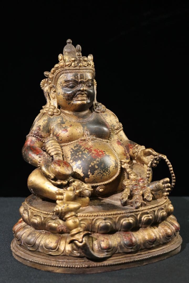旧蔵珍蔵　西藏チベット仏像　黃財神 純銅製　アンティーク　置物　時代物　本物保証