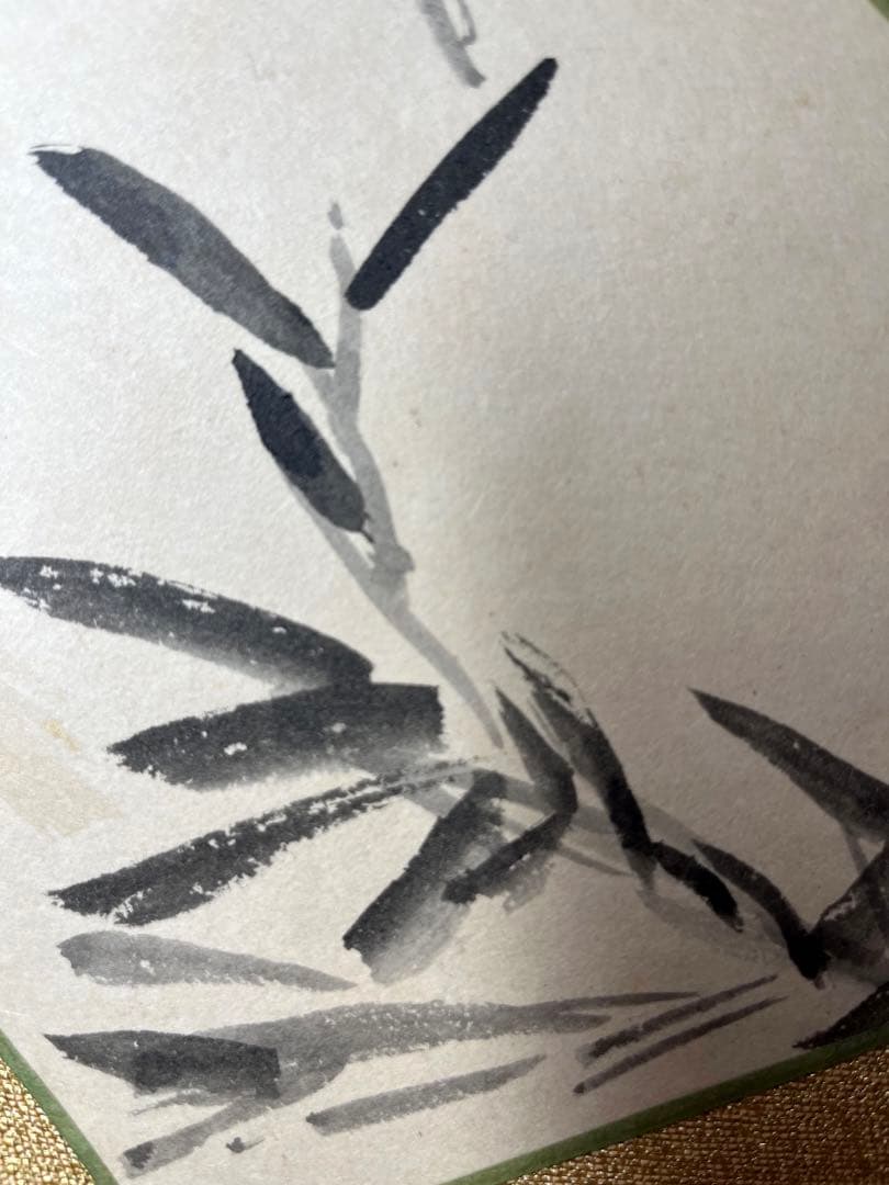 扇面 掛け軸 日本画　絵画　書画　水墨画　茶道具　茶掛け　美術品 ガラス額付き