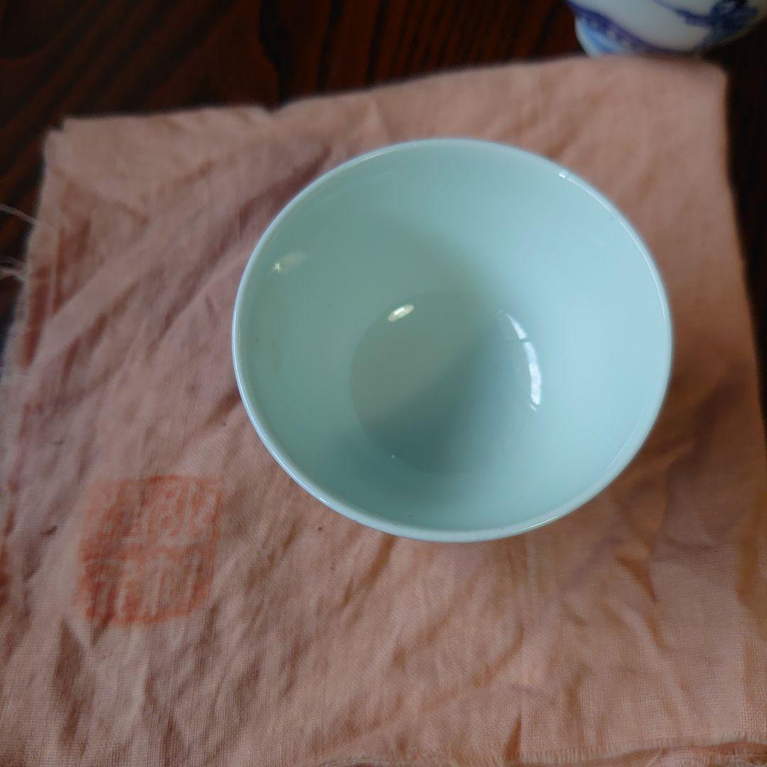 初代三浦竹泉 染付 倣古 煎茶碗 共箱