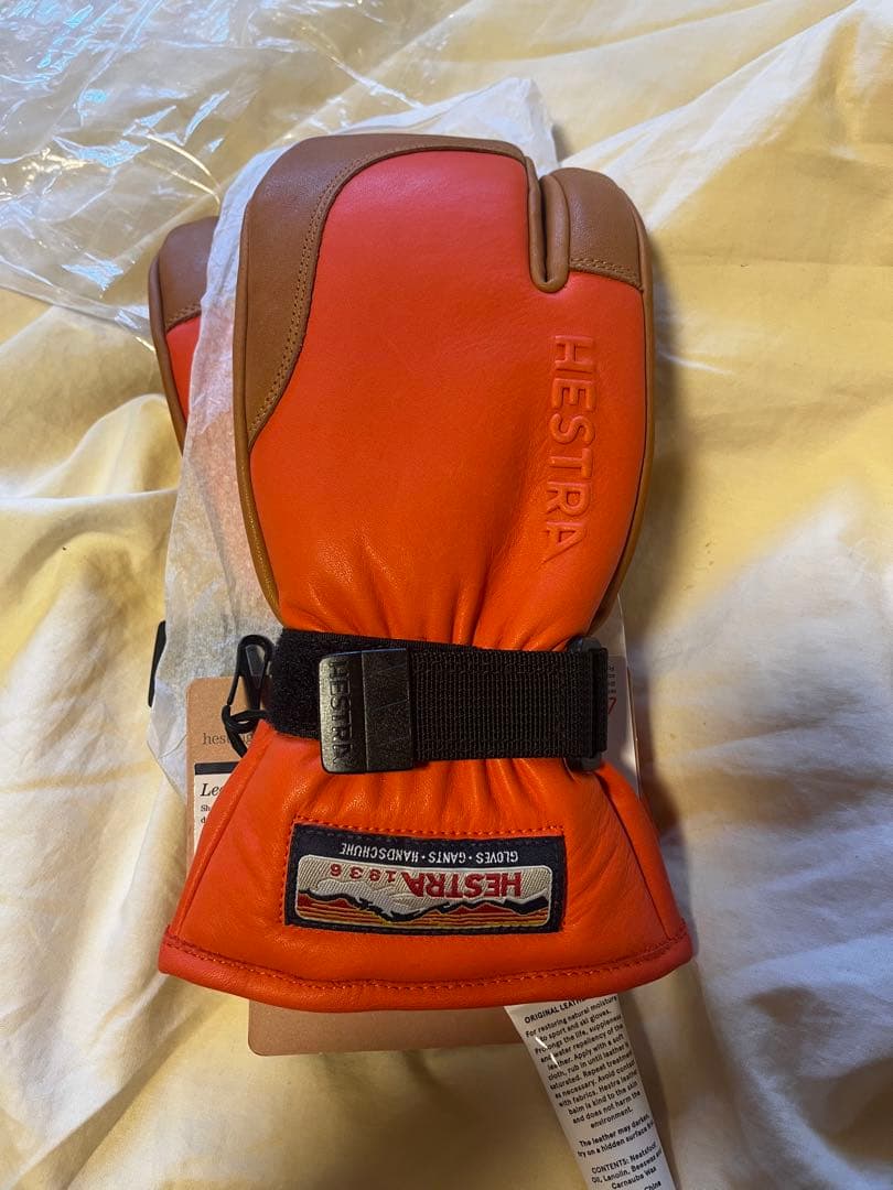 Hestra ミトングローブ サイズ5 オレンジ/ブラウン