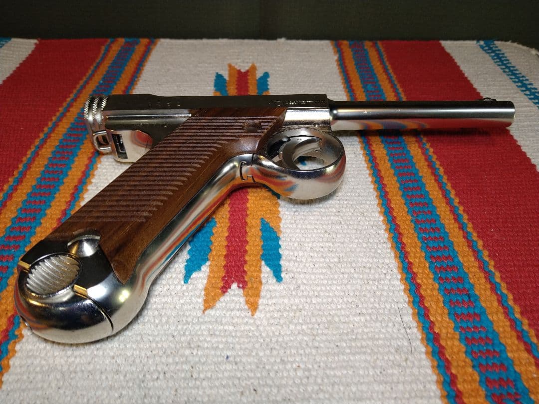 訳あり美品！マルシン工業南部十四年式6mmガスブロ　ニッケルシルバー高級木グリ！