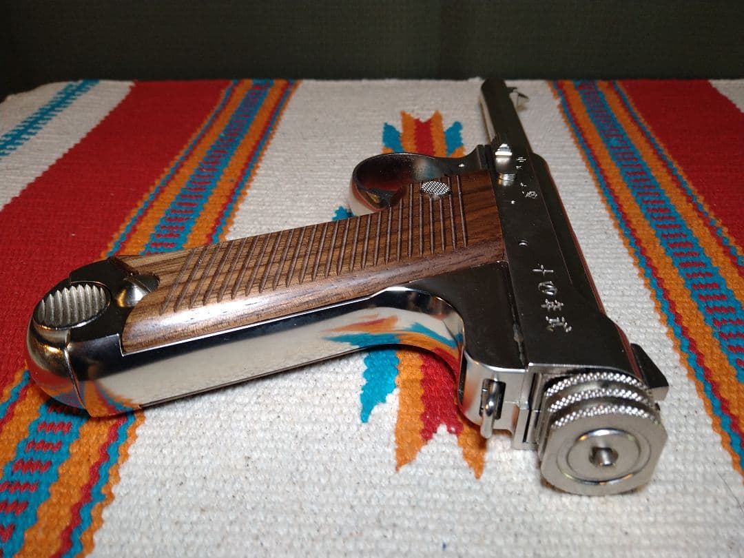 訳あり美品！マルシン工業南部十四年式6mmガスブロ　ニッケルシルバー高級木グリ！