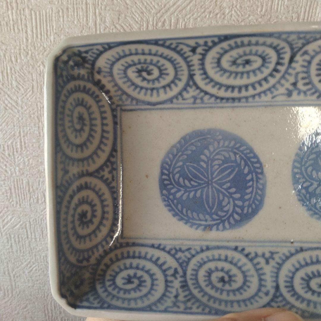 古伊万里切込焼蛸唐草長皿二客